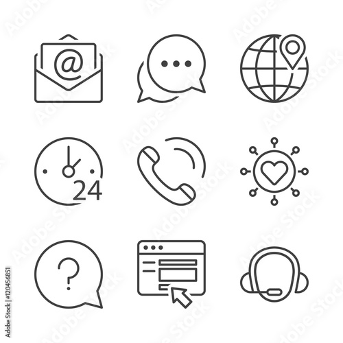 basic contact thin line icons