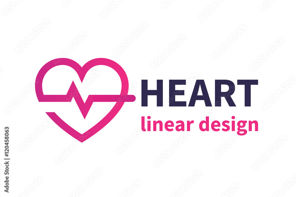 Heart logo design, cardiology, medicine, cardiologist icon, vector illustration