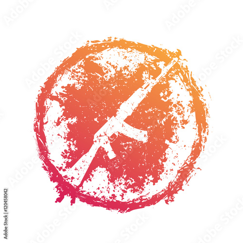 grunge emblem with assault rifle, automatic gun