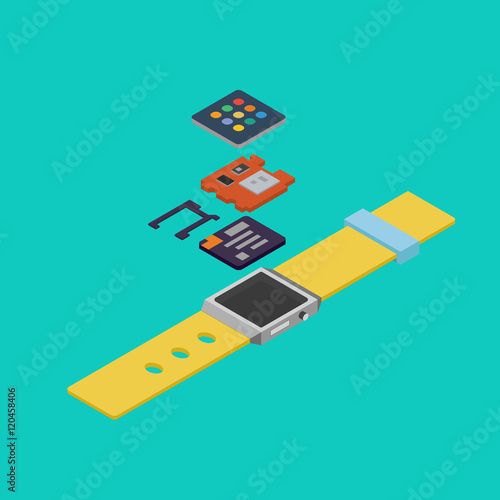 Isometric drawing wearable disassembled.