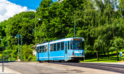 City tram at Slottsparken Station in Oslo photo