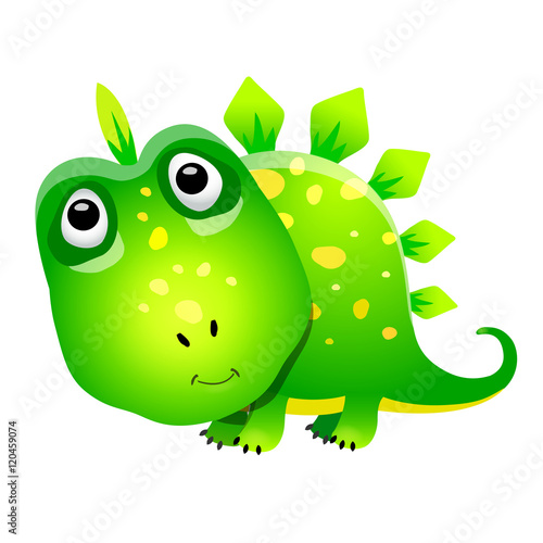 Cartoon cute dinosaur. Vector illustration on a white background, isolated