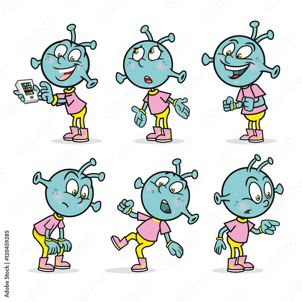 Obraz premium Alien mascot in different poses