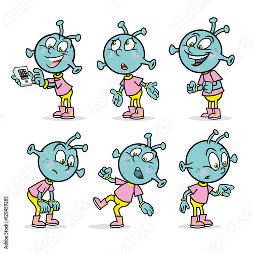 Alien mascot in different poses