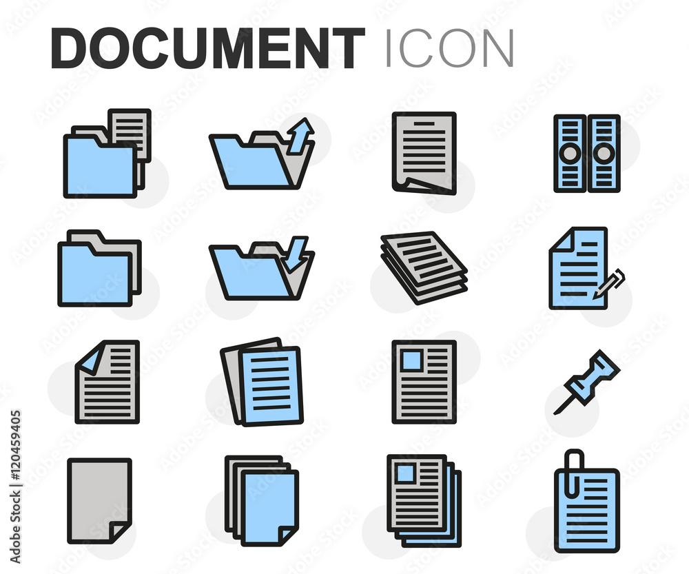 Vector flat line document icons set Vector flat line document icons set
