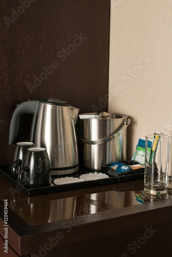 tea set in the hotel room