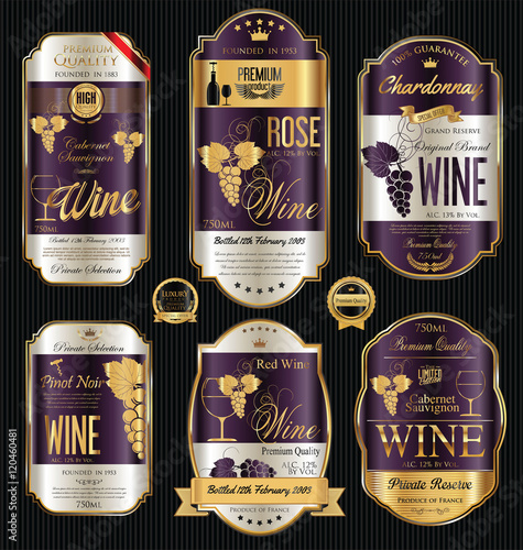 Luxury golden wine labels collection