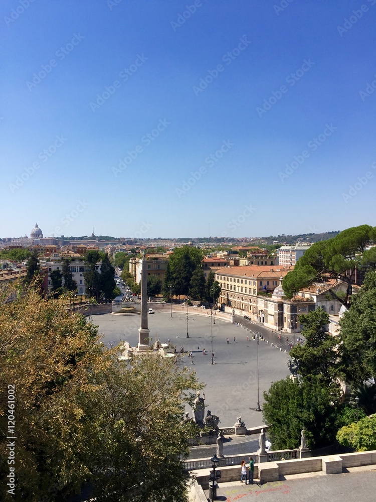 Piazza del Popolo, Rome, Italy, looking west from the Pincio.