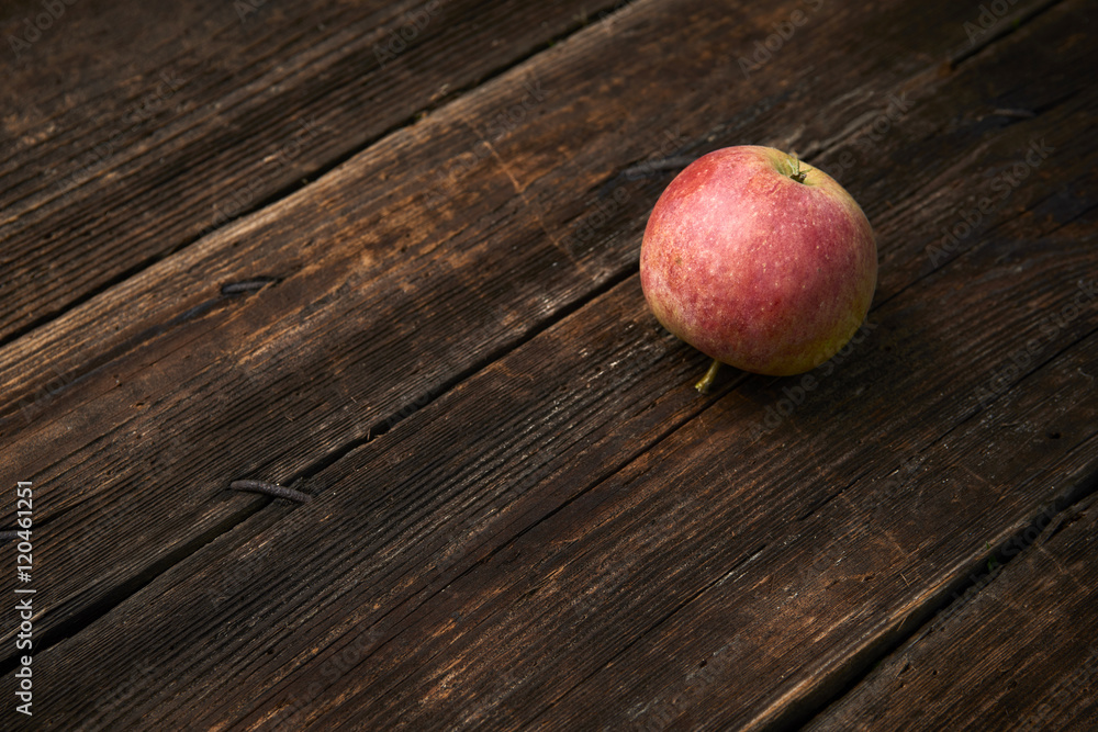 Apple on wooden boards background. Apple on wooden boards background.