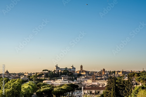 Beautiful panoramic view from the top of the Capital City, churches, houses, architecture from Gianicolo.