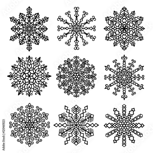 Vector Snowflakes Mandala Set