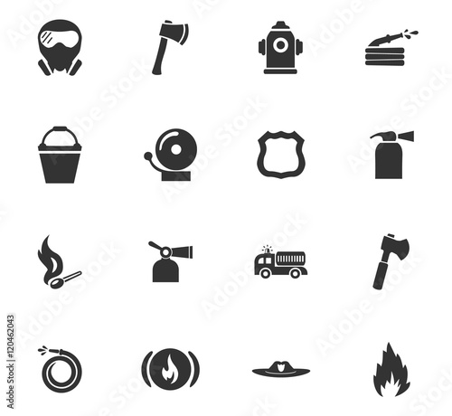 Fire brigade icons set