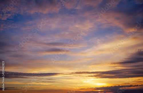 Beautiful Deep Colorful Sky With Clouds On Sunset.  © es0lex