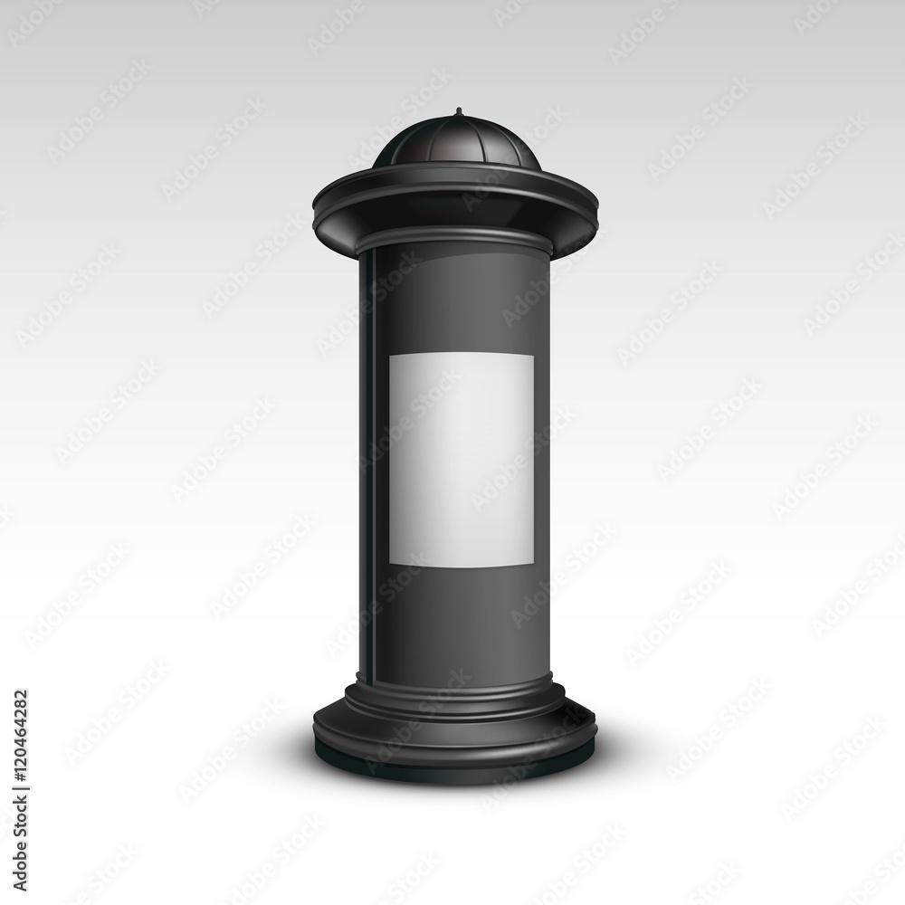 Vector Black White Poster Stand Pillar for Outdoor Advertising Isolated on Background Vector Black White Poster Stand Pillar for Outdoor Advertising Isolated on Background