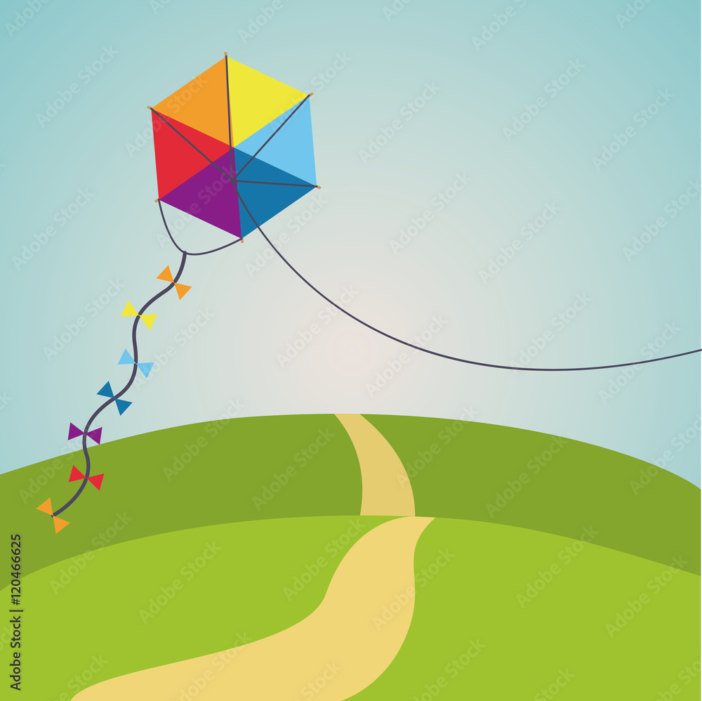 Kite and landscape icon. Good day in the park theme. Colorful design. Vector illustration Kite and landscape icon. Good day in the park theme. Colorful design. Vector illustration