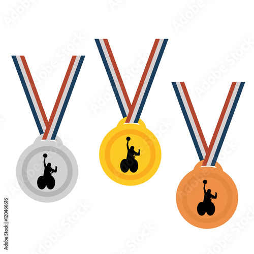 Gold ,Silver,Bronze medal set.Medals for peoples with disabled activity.