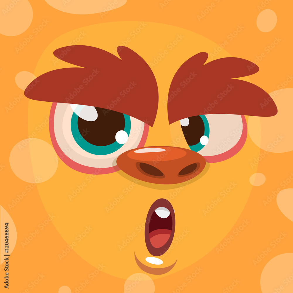 Cartoon monster face. Vector Halloween orange monster avatar Cartoon monster face. Vector Halloween orange monster avatar