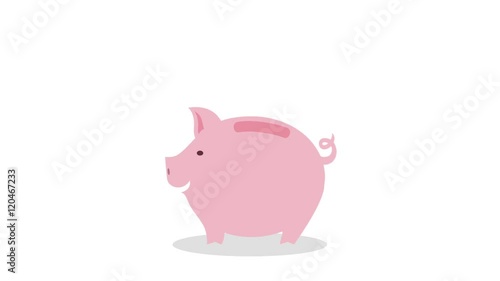 money and idea enter inside piggy bank Seamless Loop with alpha channel use 40 frames looped to create a small optimized GIF cinemagraph