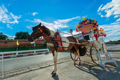 Horse carriage at Wat Phra That Lampang Luang in Lampang, Thailand