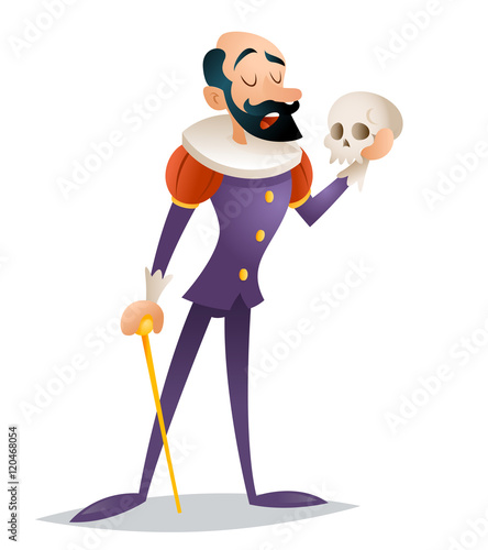 Tragic actor theater stage man medieval suit retro cartoon character  isolated design vector illustration Stock Vector | Adobe Stock