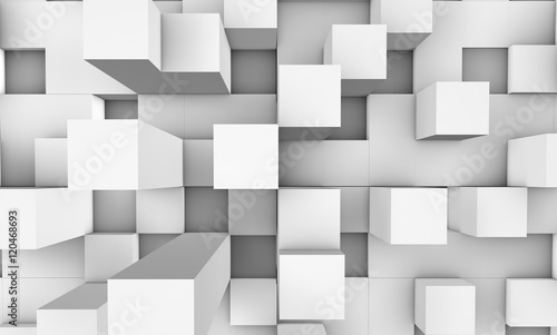 3d illustration. White squares background.
