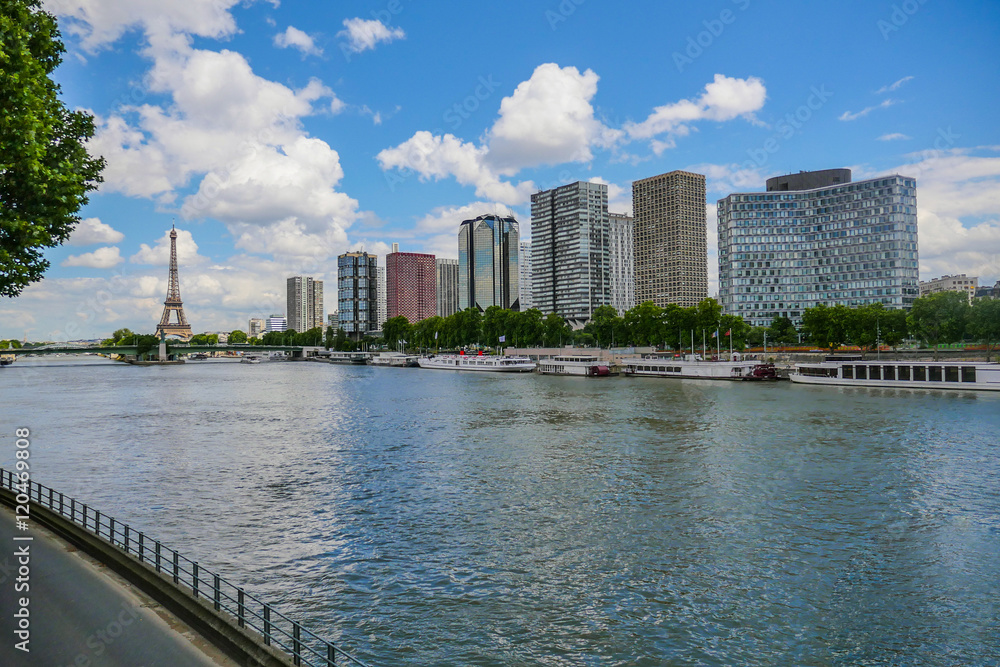 Eiffel Tower in Paris with Seine, France Eiffel Tower in Paris with Seine, France