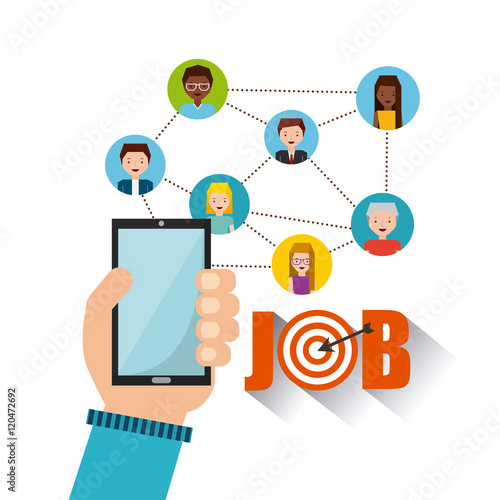 job opportunity online flat icons vector illustration design