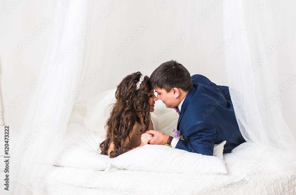 Affectionate bride and groom Affectionate bride and groom