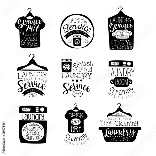 Laundry Room Black And White Label Set
