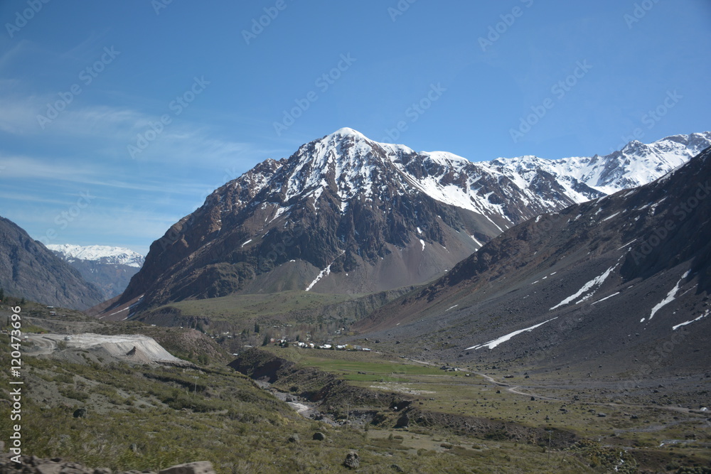 landscape of mountains and valley in Chile
