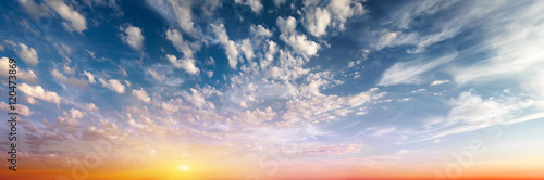 Cloudy sky sunrise panorama