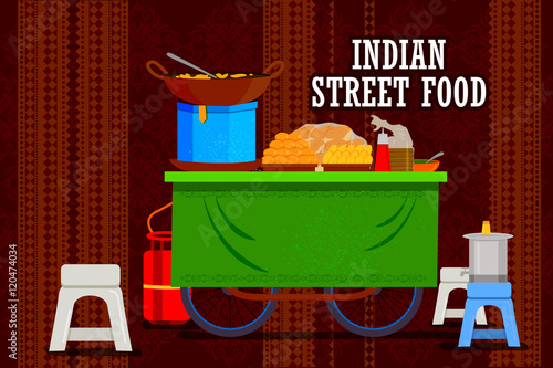 Indian street food cart representing colorful India photo