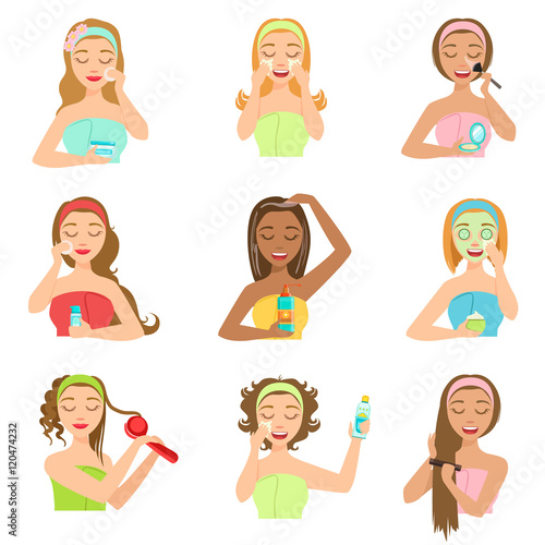 Women Doing Beautifying Hair And Skin Spa Procedures