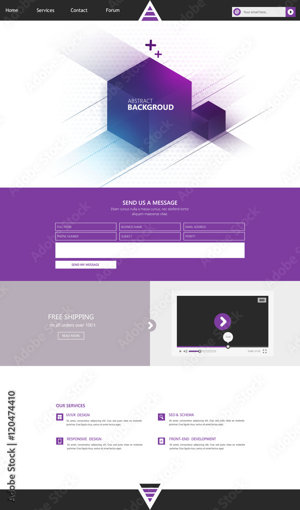 Vector One Page Website Template in flat design. Editable Layered Vector Illustration
Vector One Page Website Template in flat design. Editable Layered Vector Illustration