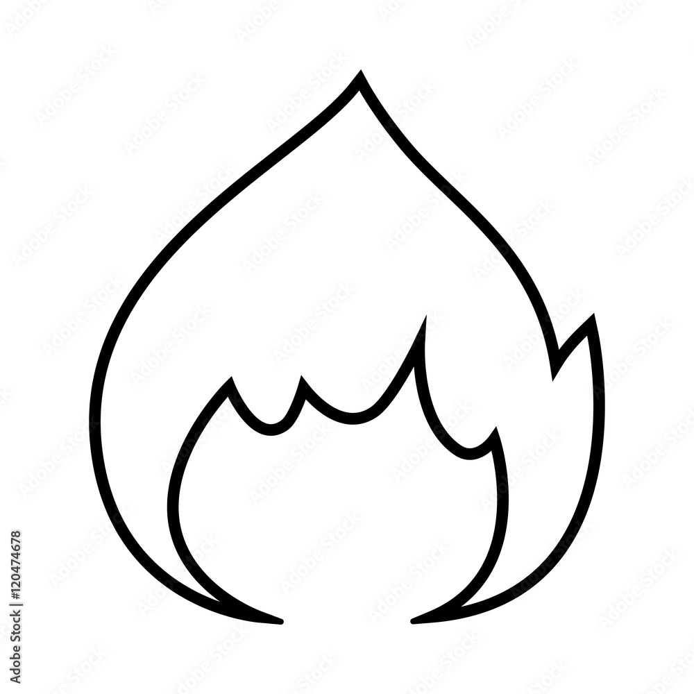 Fire flame line icon. Symbol of inflammable goods or materials liable to catch fire. Vector Illustration Fire flame line icon. Symbol of inflammable goods or materials liable to catch fire. Vector Illustration