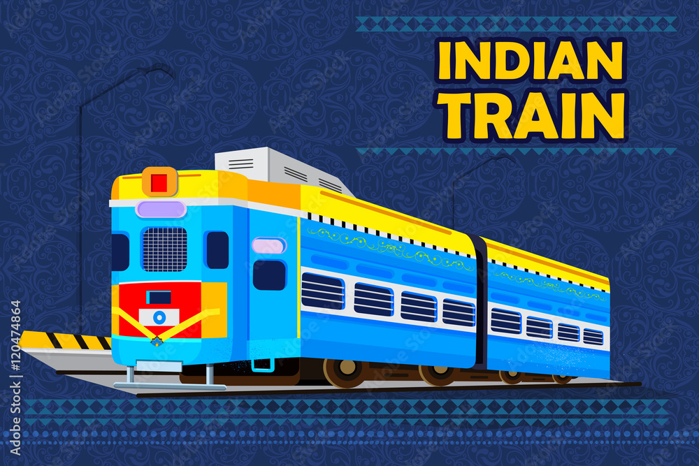 Indian Railway Train representing colorful India