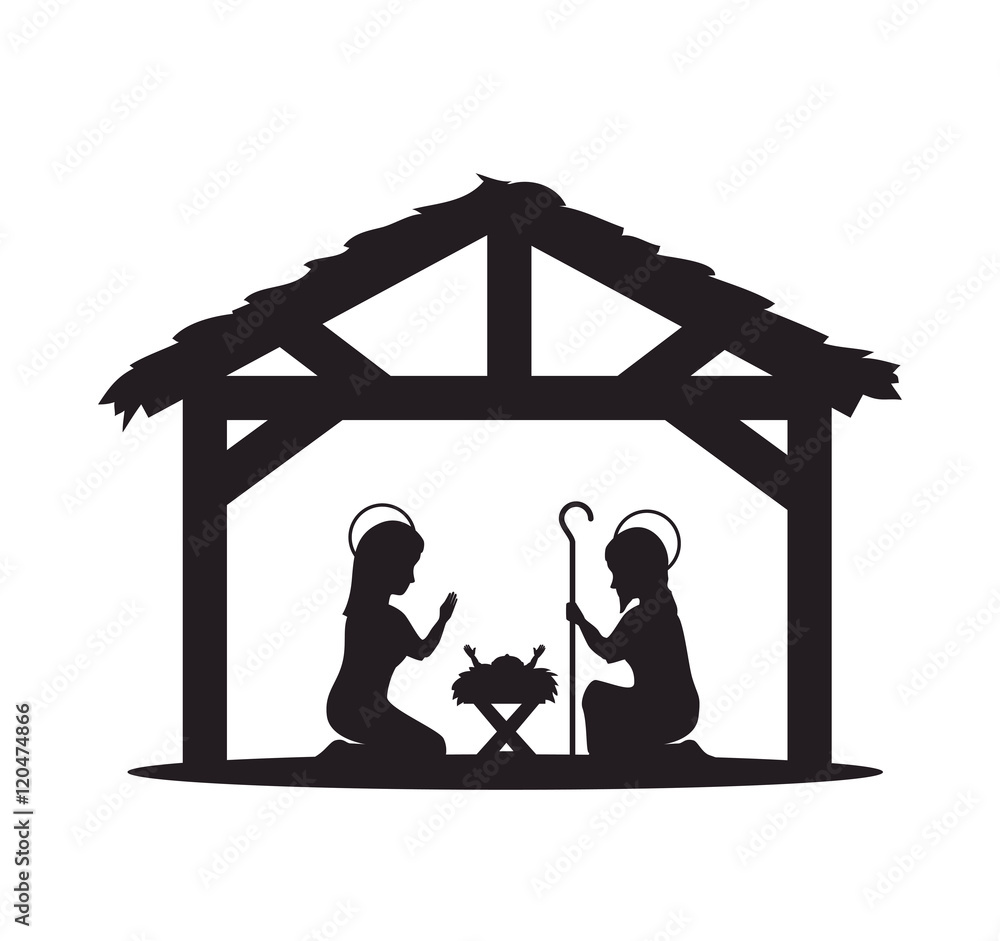 silhouette manger merry christmas isolated design vector illustration eps 10 silhouette manger merry christmas isolated design vector illustration eps 10