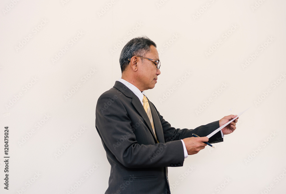 senior business man with documents in his hands. senior business man with documents in his hands.