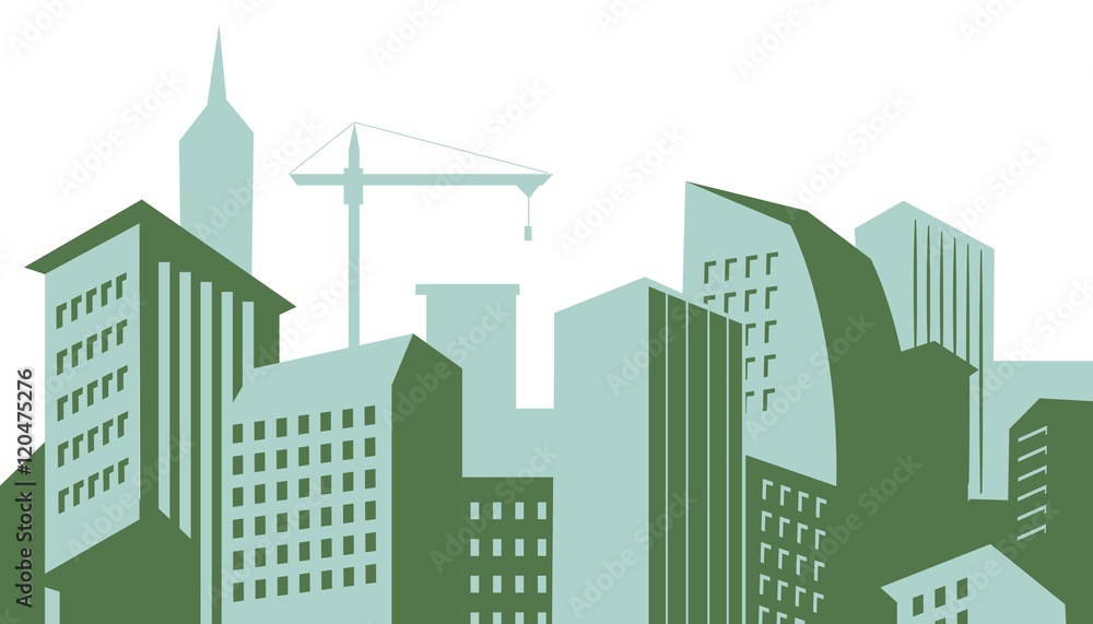 Modern skyscrapers in business district. Downtown building. Cityscape landscape. City design architecture collection. Vector illustration.