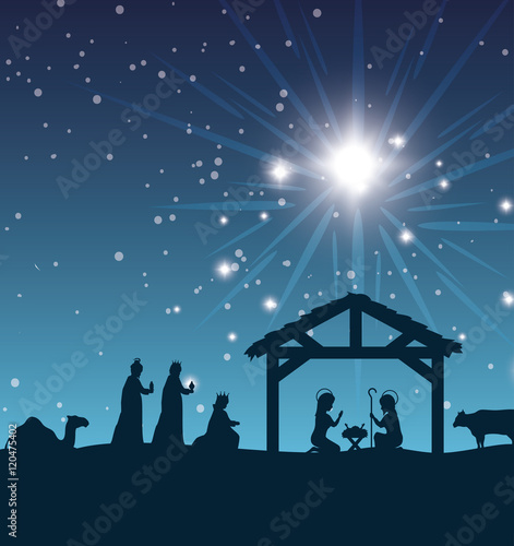 silhouette manger merry christmas isolated design vector illustration eps 10