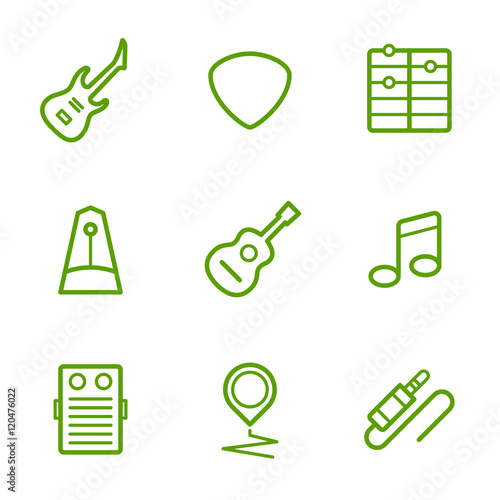 Guitar tools. Thin line icons