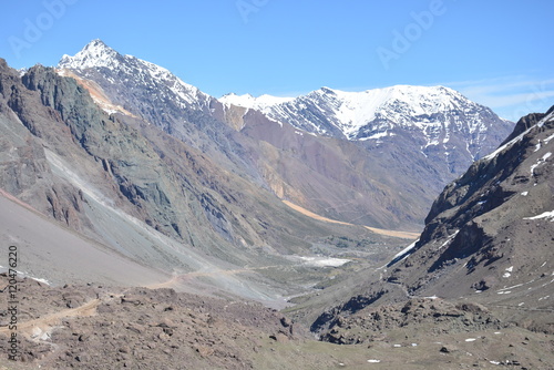 Landscape of mountain and volcanoes in Chile