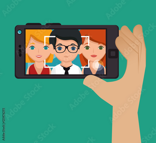 character selfie smartphone design vector illustration eps 10