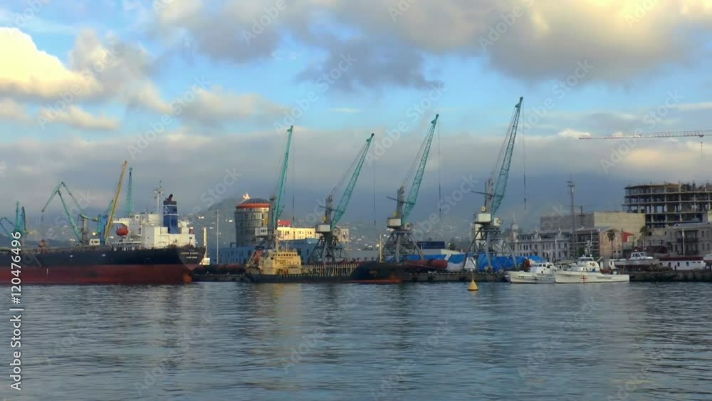 Large ships in the cargo seaport. Batumi. Georgia Large ships in the cargo seaport. Batumi. Georgia