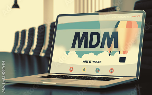 Mdm - on Laptop Screen. Closeup. 3D Illustration. photo