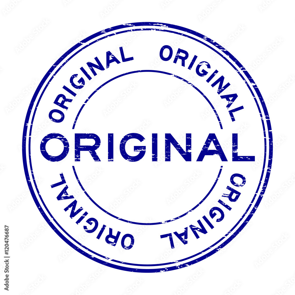 Grunge blue original rubber stamp