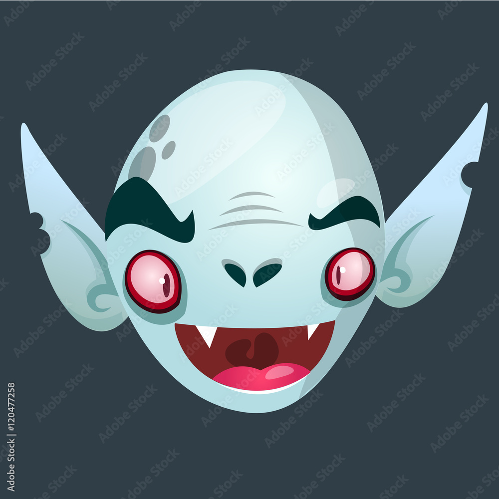 Vimpire character icon. Halloween dracula head icon. Vector illustration usolated on dark background