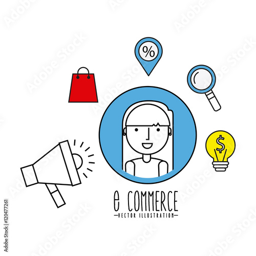 electronic commerce flat line icons vector illustration design