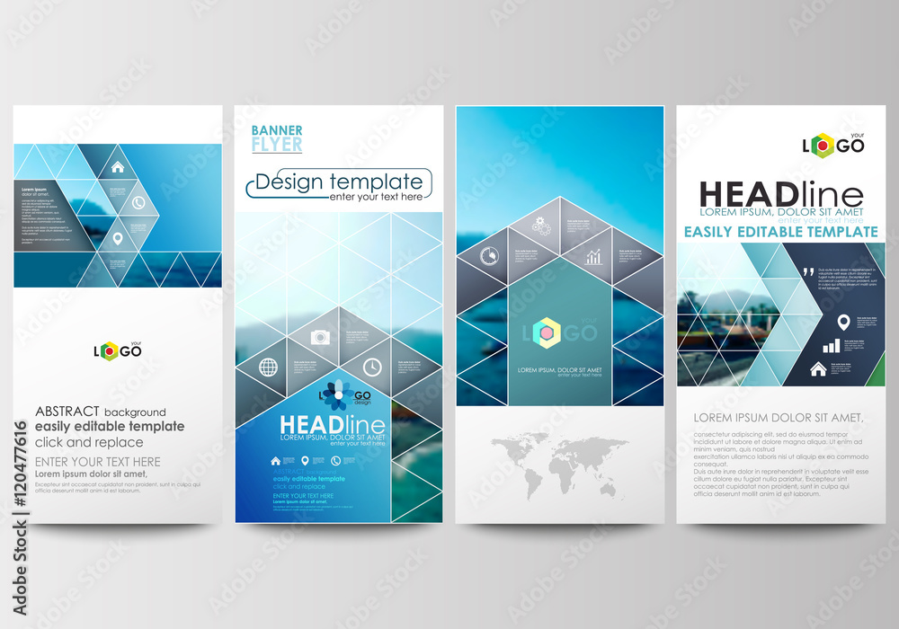 Flyers set, modern banners. Business templates. Cover template. Flat design blue color travel decoration layout, easy editable vector, colorful blurred natural landscape. Flyers set, modern banners. Business templates. Cover template. Flat design blue color travel decoration layout, easy editable vector, colorful blurred natural landscape.