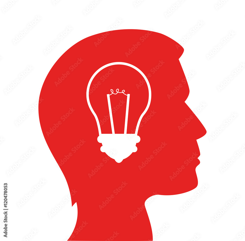 silhouette head man bulb red idea isolated vector illustration eps 10 silhouette head man bulb red idea isolated vector illustration eps 10